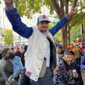 Cahaba employees celebrating Braves World Series victory