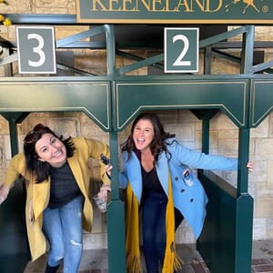 Team members Andrea and Jacquie enjoying a Cahaba Wealth firm retreat in Keeneland