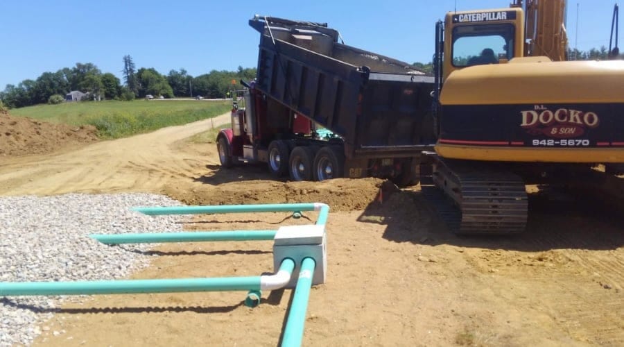 Installed septic system