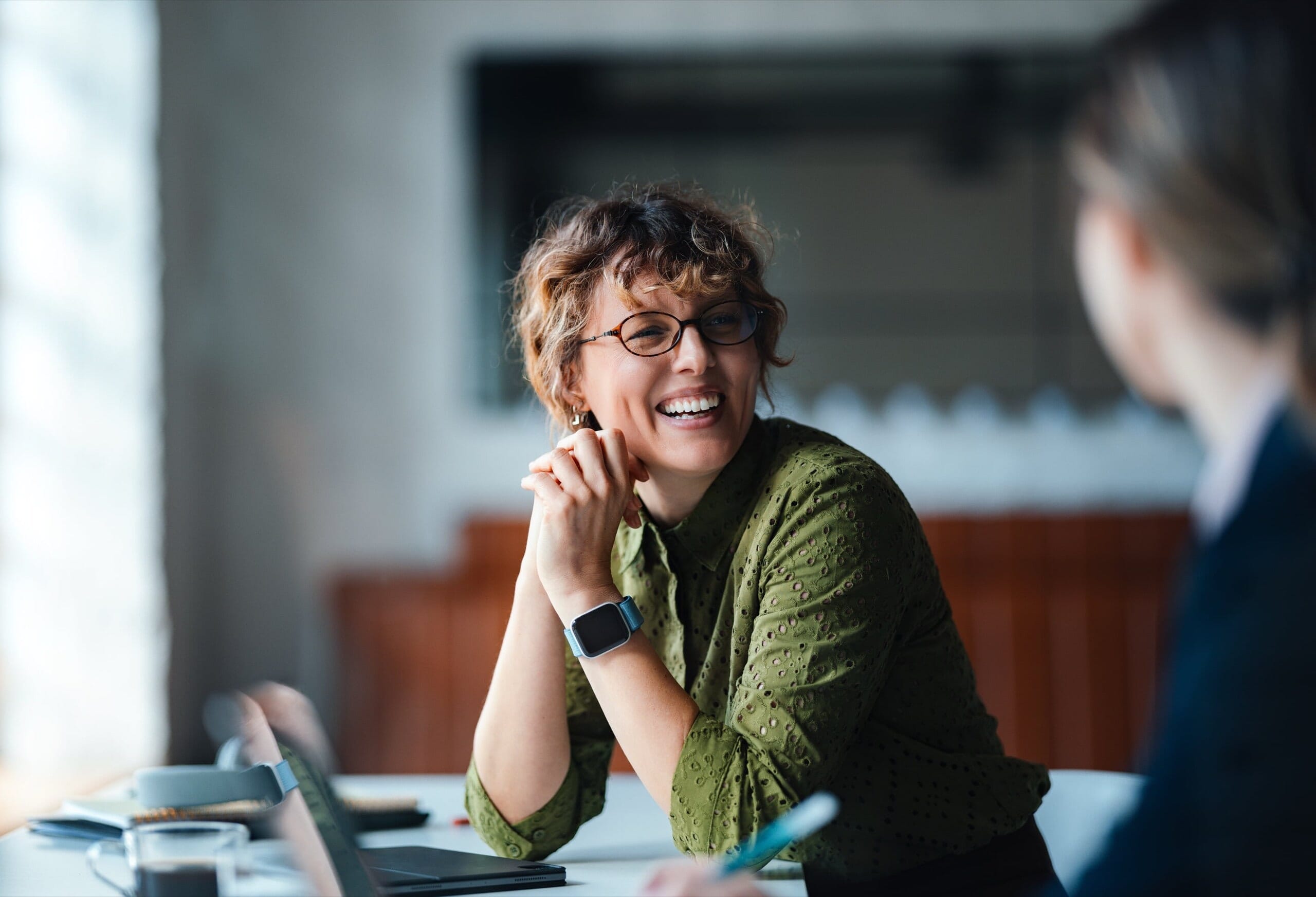 A smiling female executive