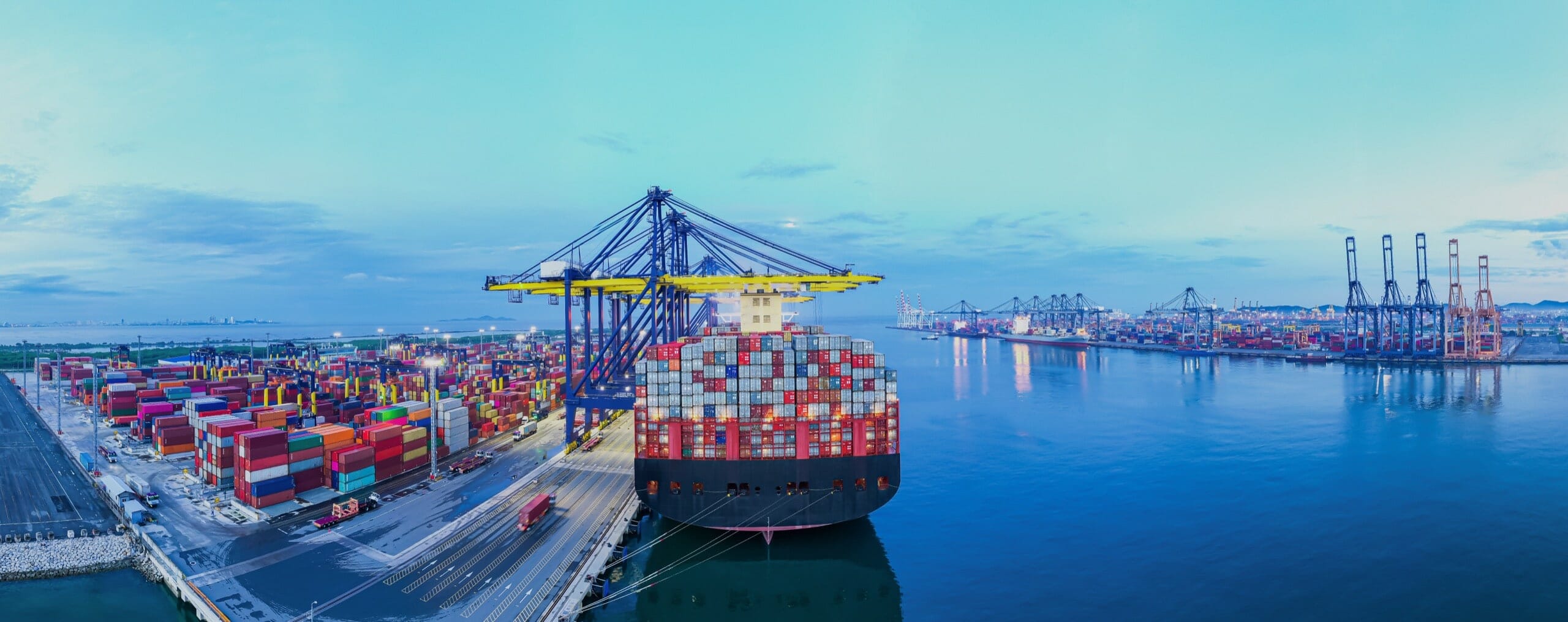 Shipping container being loaded onto a ship