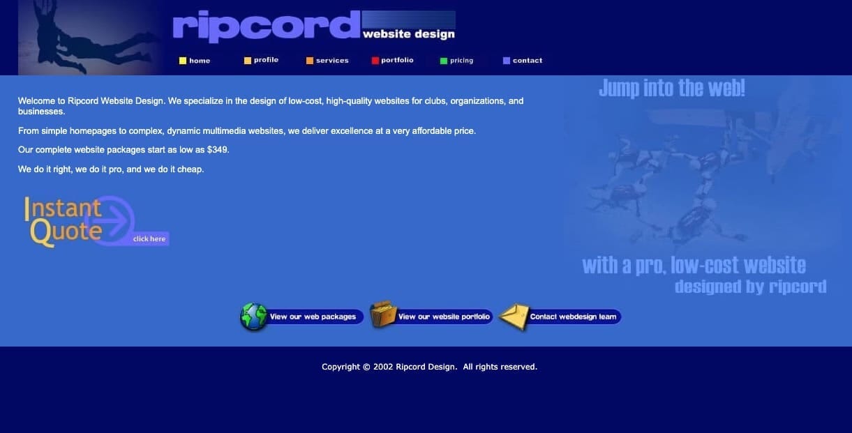 Ripcord Design website from 2002