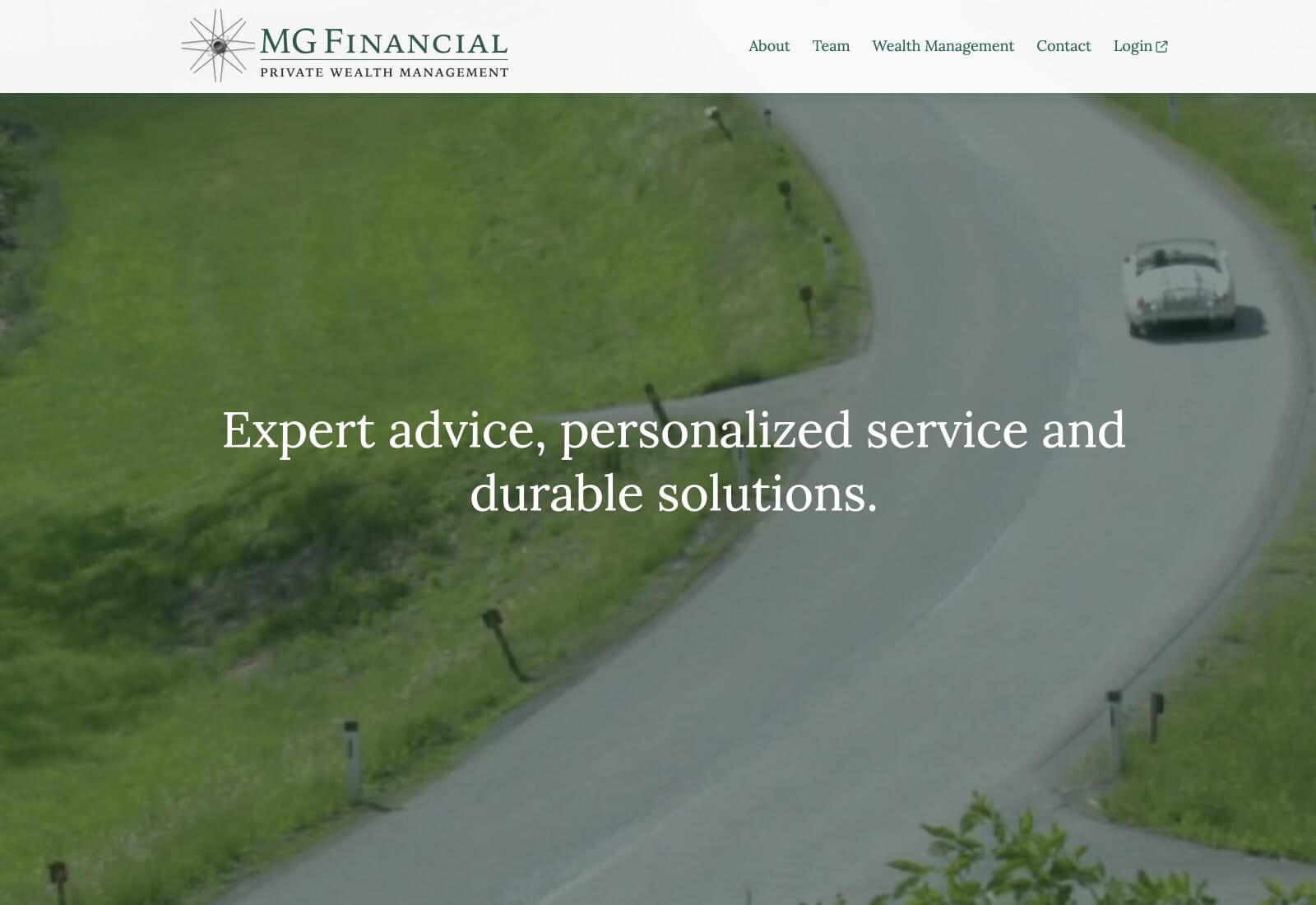 MG Financial website screenshot