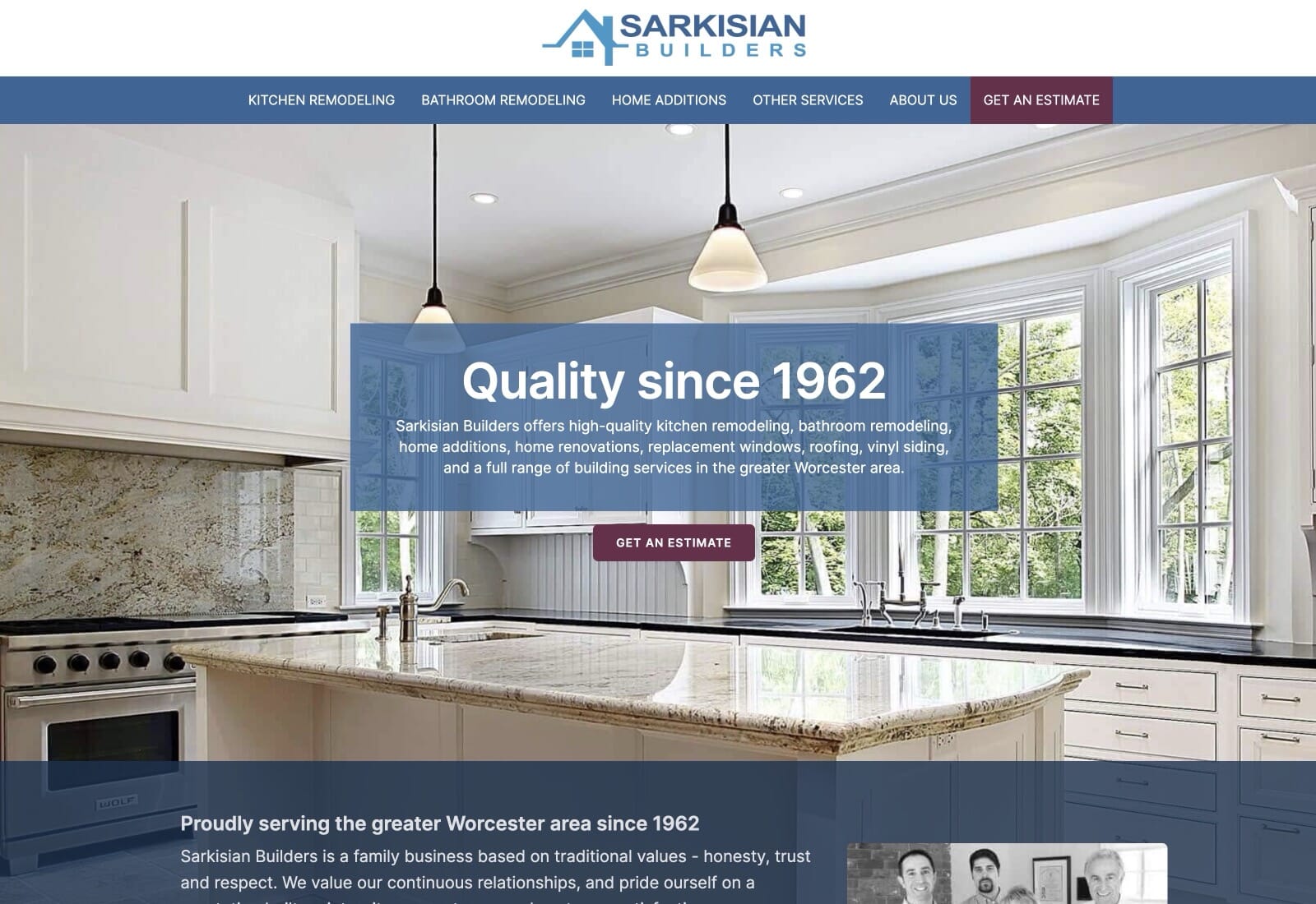 Sarkisian Builders website screenshot