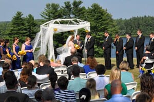 Outdoor wedding ceremony in Maine