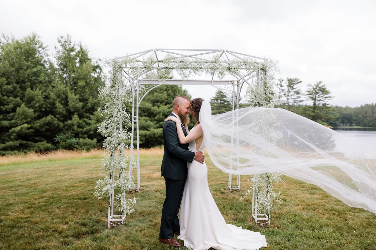 Maine newlyweds at outdoor ceremony in Maine